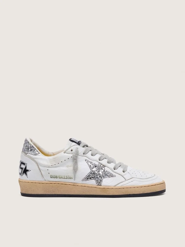Ball Star da donna in nappa con stella glitterata argento e linguetta sul tallone