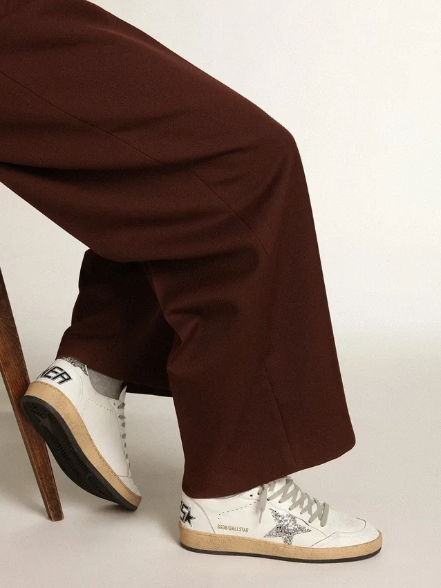 Ball Star da donna in nappa con stella glitterata argento e linguetta sul tallone