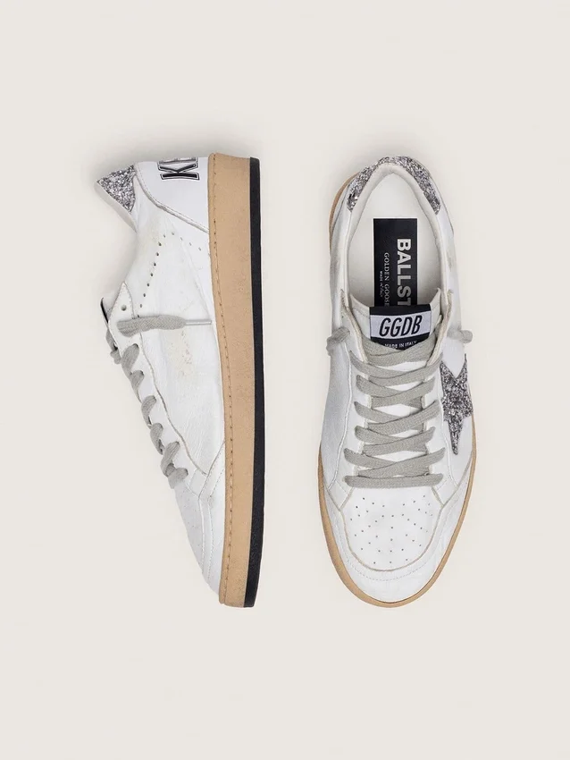 Ball Star da donna in nappa con stella glitterata argento e linguetta sul tallone