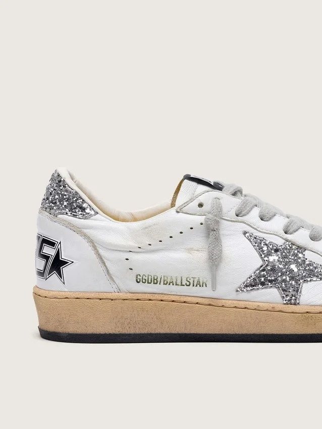 Ball Star da donna in nappa con stella glitterata argento e linguetta sul tallone