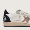 Ball Star da donna in nappa e pelle scamosciata con stella glitterata e linguetta sul tacco nera