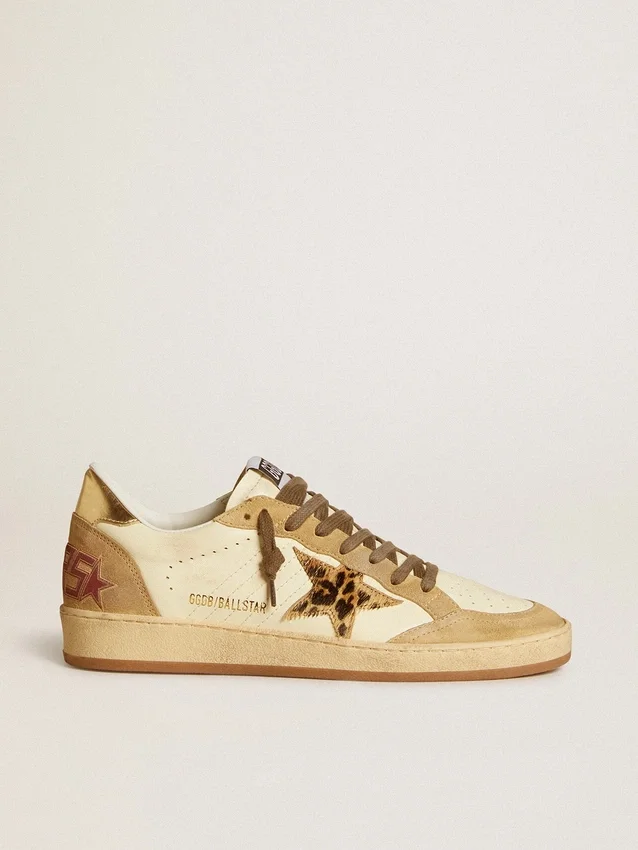 Ball Star da donna in nappa e pelle scamosciata con stella in pelle di pony e linguetta metallica sul tallone