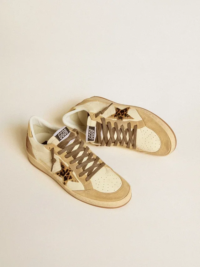 Ball Star da donna in nappa e pelle scamosciata con stella in pelle di pony e linguetta metallica sul tallone