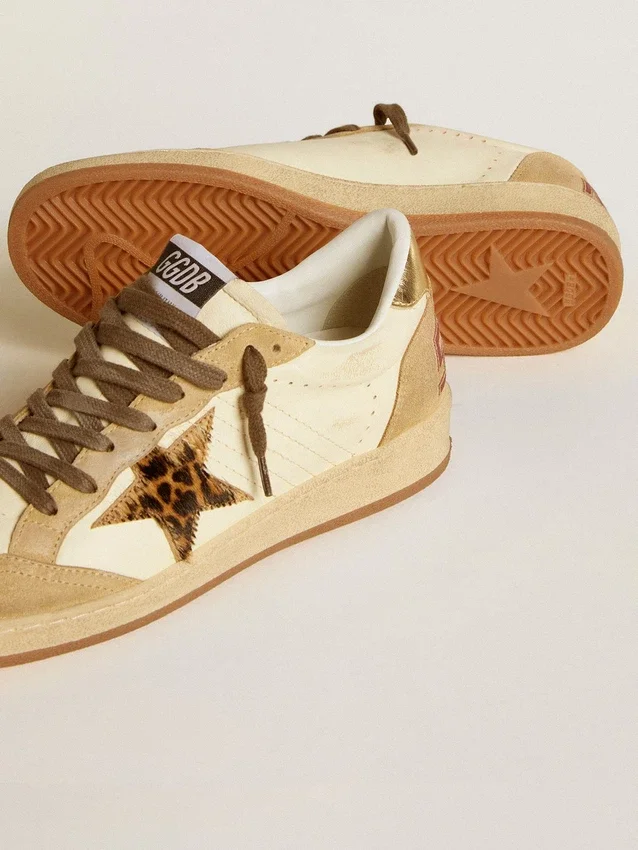 Ball Star da donna in nappa e pelle scamosciata con stella in pelle di pony e linguetta metallica sul tallone
