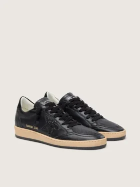 Ball Star da donna in nappa nera con stella glitterata nera e linguetta sul tallone in pelle scamosciata