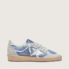 Ball Star da donna in nylon blu denim con inserti in pelle scamosciata grigio chiaro e stella in pelle argento metallizzato