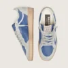 Ball Star da donna in nylon blu denim con inserti in pelle scamosciata grigio chiaro e stella in pelle argento metallizzato