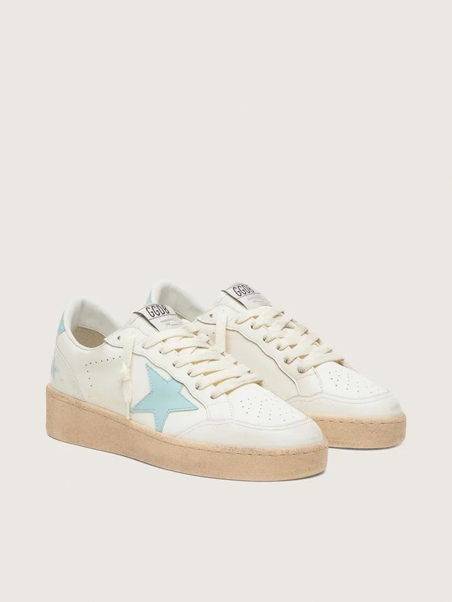 Ball Star da donna in pelle bianca con stella azzurra