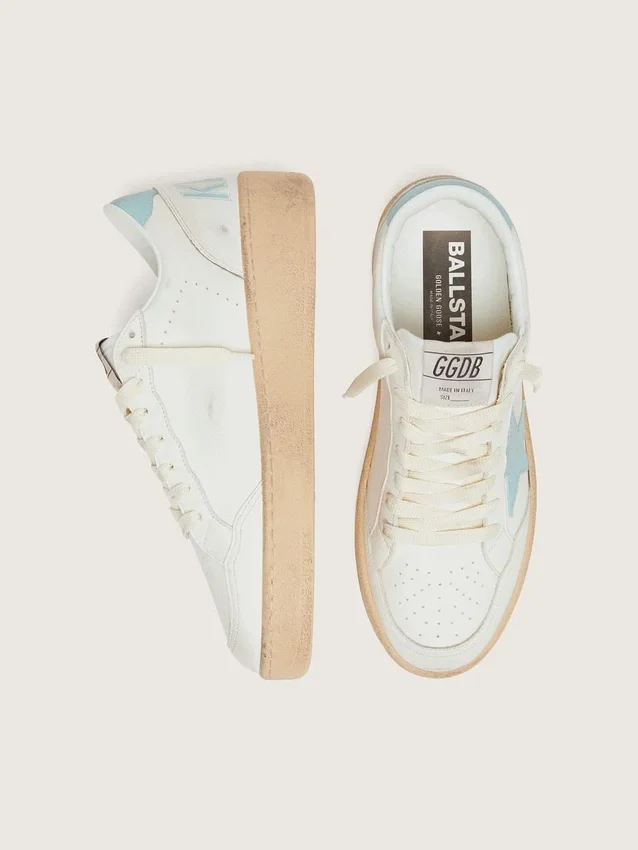 Ball Star da donna in pelle bianca con stella azzurra