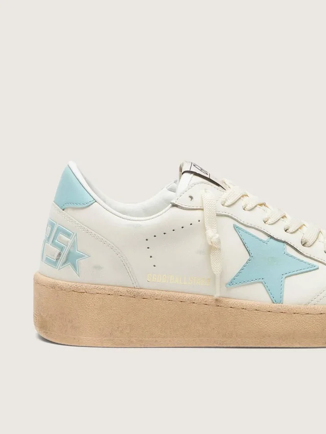 Ball Star da donna in pelle bianca con stella azzurra