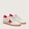 Ball Star da donna in pelle bianca con stella rossa e linguetta sul tallone