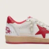 Ball Star da donna in pelle bianca con stella rossa e linguetta sul tallone