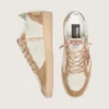 Ball Star da donna in pelle color crema con stella in pelle rosso mattone e inserti in pelle scamosciata