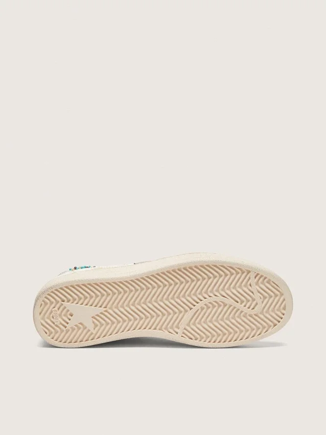 Ball Star da donna in pelle color crema con stella tono su tono e perline