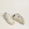 Ball Star da donna in pelle con stella in pelle scamosciata platino e ricami floreali multicolori