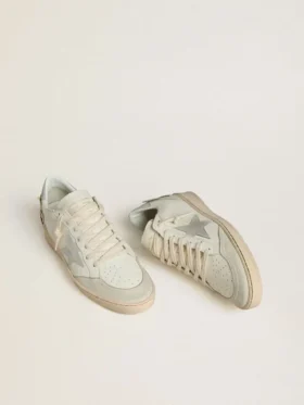Ball Star da donna in pelle con stella in pelle scamosciata platino e ricami floreali multicolori