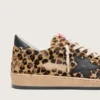 Ball Star da donna in pelle di pony con stampa leopardata, stella in pelle nera e linguetta sul tallone