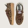 Ball Star da donna in pelle di pony con stampa leopardata, stella in pelle platino e linguetta sul tallone in pelle bianca