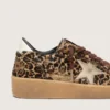 Ball Star da donna in pelle di pony con stampa leopardata, stella in pelle platino e linguetta sul tallone in pelle bianca
