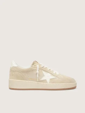 Ball Star da donna in pelle scamosciata beige con stella e linguetta sul tallone in pelle bianca