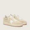 Ball Star da donna in pelle scamosciata beige con stella e linguetta sul tallone in pelle bianca