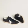 Ball Star da donna in pelle scamosciata blu scuro con stella e linguetta sul tallone in pelle