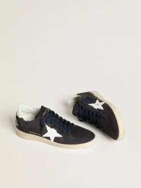 Ball Star da donna in pelle scamosciata blu scuro con stella e linguetta sul tallone in pelle