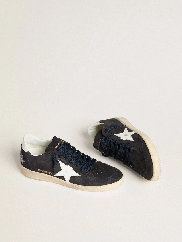 Ball Star da donna in pelle scamosciata blu scuro con stella e linguetta sul tallone in pelle
