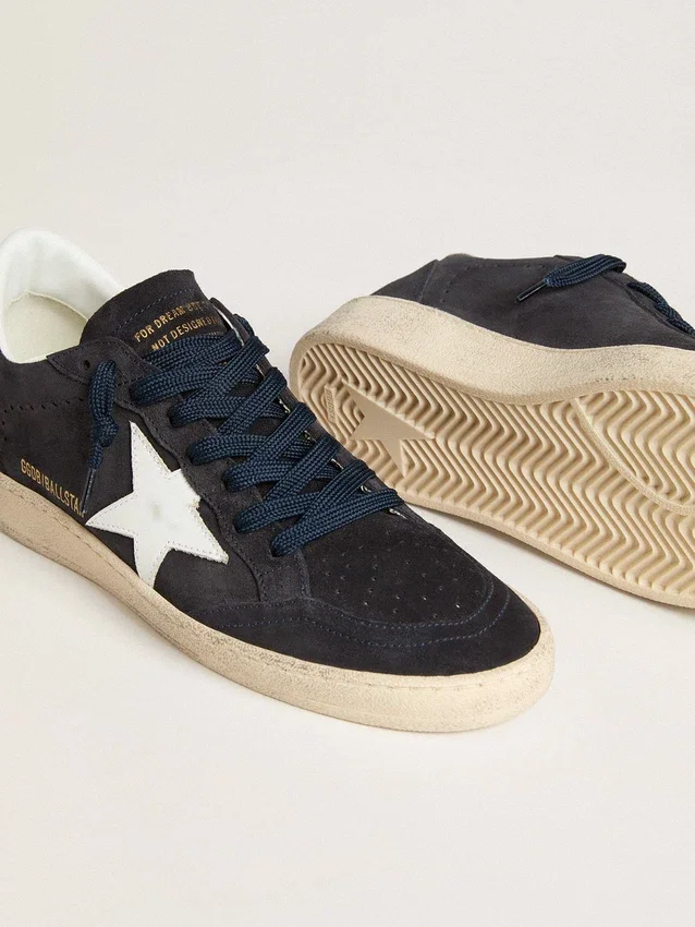 Ball Star da donna in pelle scamosciata blu scuro con stella e linguetta sul tallone in pelle