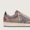 Ball Star da donna in pelle scamosciata color lavanda con stella glitterata argento e linguetta sul tallone in pelle laminata