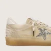 Ball Star da donna in pelle scamosciata color perla con stella glitterata argento