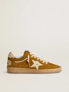 Ball Star da donna in pelle scamosciata con stella in pelle beige e linguetta sul tallone in pelle di pony
