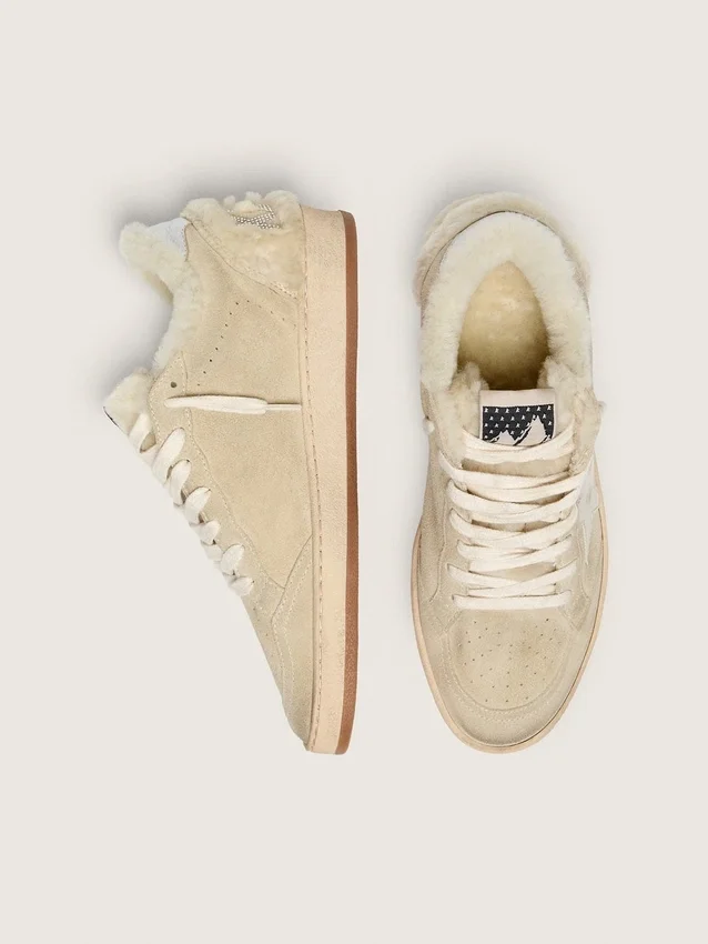 Ball Star da donna in pelle scamosciata e montone con stella in vernice bianca