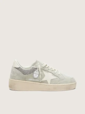 Ball Star da donna in pelle scamosciata grigio chiaro con inserti a forma di stella e glitter