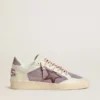 Ball Star da donna in pelle scamosciata lilla con stella in pelle bordeaux e linguetta sul tallone in pelle scamosciata lilla