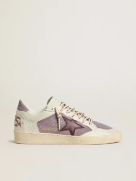 Ball Star da donna in pelle scamosciata lilla con stella in pelle bordeaux e linguetta sul tallone in pelle scamosciata lilla