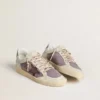 Ball Star da donna in pelle scamosciata lilla con stella in pelle bordeaux e linguetta sul tallone in pelle scamosciata lilla