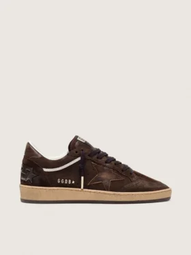Ball Star da donna in pelle scamosciata marrone con stella e linguetta sul tallone in pelle marrone