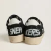 Ball Star da donna in pelle scamosciata nera con borchie e stella in pelle bianca