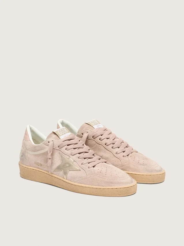 Ball Star da donna in pelle scamosciata rosa cipria con stella dorata metallizzata