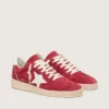 Ball Star da donna in pelle scamosciata rossa con stella in pelle bianca e linguetta sul tallone