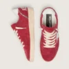 Ball Star da donna in pelle scamosciata rossa con stella in pelle bianca e linguetta sul tallone
