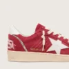 Ball Star da donna in pelle scamosciata rossa con stella in pelle bianca e linguetta sul tallone