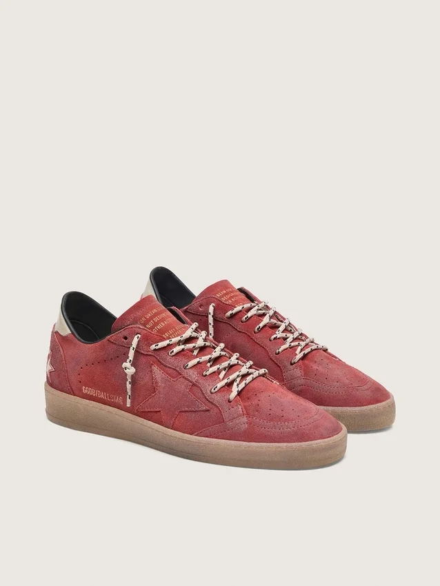 Ball Star da donna in pelle scamosciata rosso ruggine con stella tono su tono