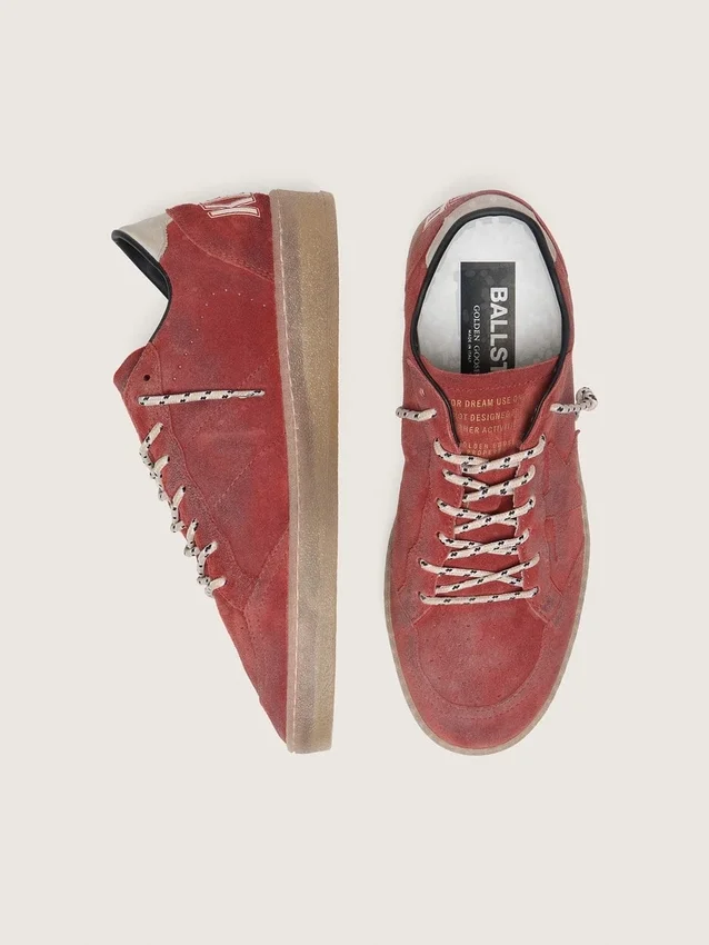 Ball Star da donna in pelle scamosciata rosso ruggine con stella tono su tono