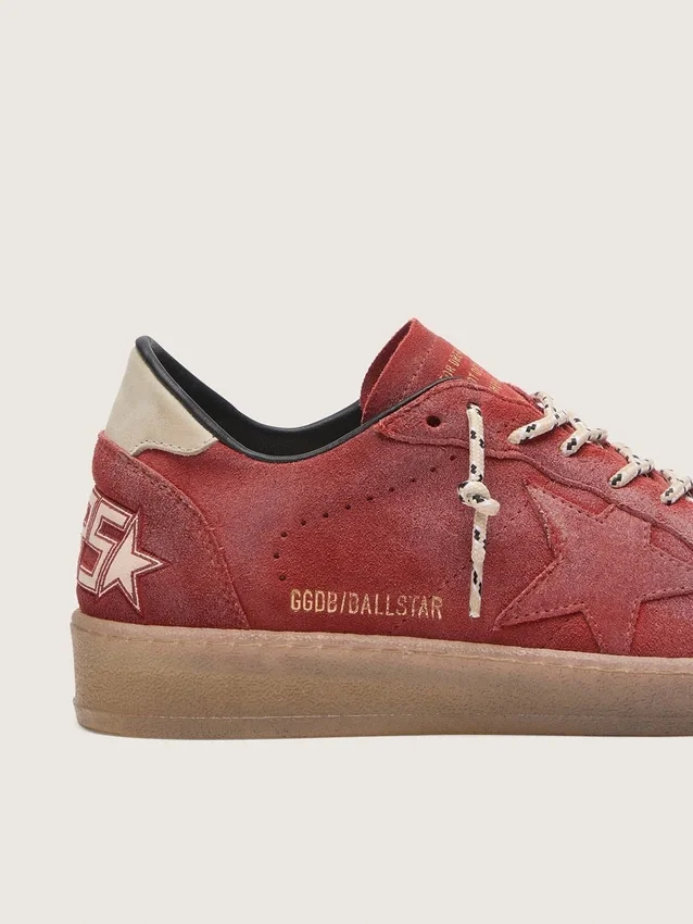 Ball Star da donna in pelle scamosciata rosso ruggine con stella tono su tono