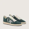 Ball Star da donna in pelle scamosciata verde con stella glitterata argento