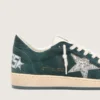 Ball Star da donna in pelle scamosciata verde con stella glitterata argento