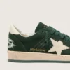 Ball Star da donna in pelle scamosciata verde con stella in pelle bianca e linguetta sul tallone