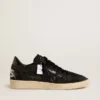 Ball Star da donna in rete con cristalli Swarovski, stella in pelle laminata nera e linguetta sul tallone